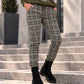 Hose im Karo-Look - oliv-mehrfarbig