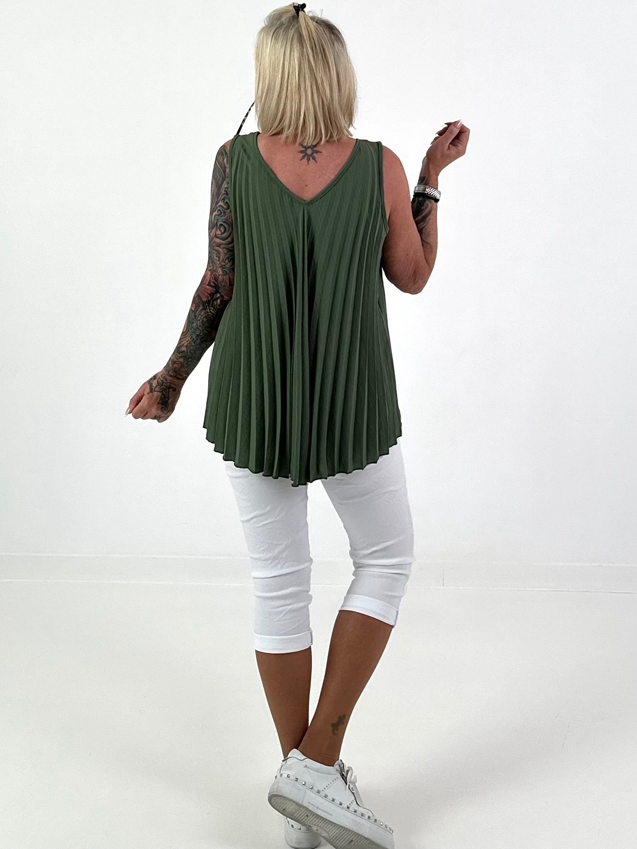 Pleated Top - khaki