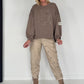 Sweater mit 3D-Print - taupe-leo