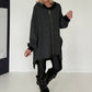 Oversized Long-Sweatjacke im Used-Look - used-black