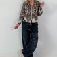 Blusenjacke mit Print - leo-khaki