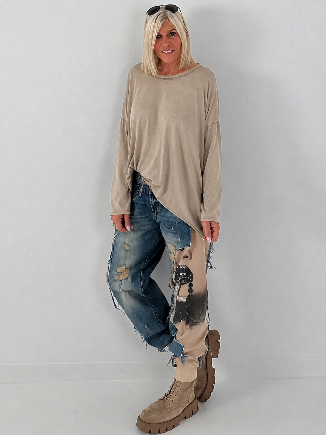 Oversized Shirt stone washed - taupe