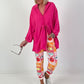 Lange blouse met strikband - roze
