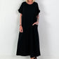 Long dress with short ruffled sleeves - black
