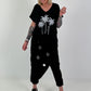 T-shirt with glitter palm trees - black