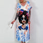 Kleid mit print-Mix - weiss-blau-mehrfarbig