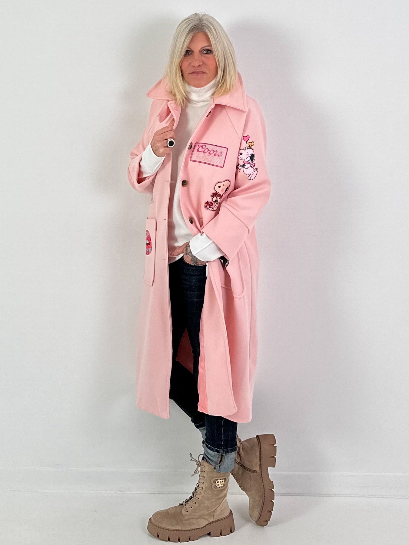 Mantel mit Schal Modell "Vintage Whimsy" - rosa