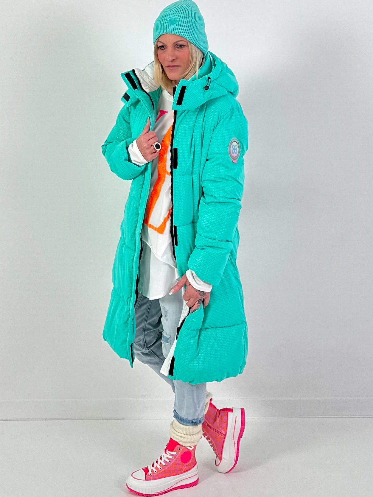 Gewatteerde jas model "Polarline" - turquoise