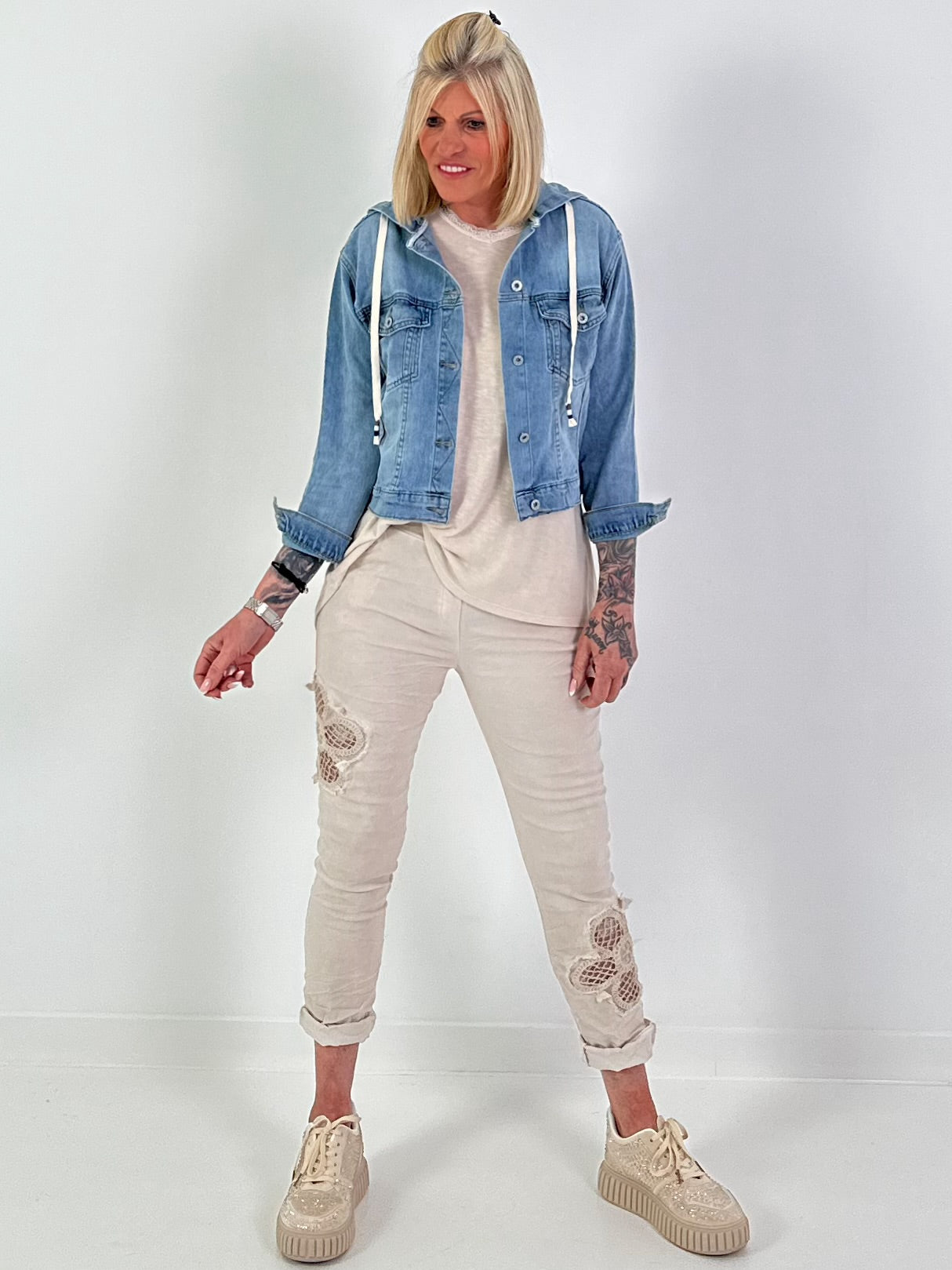 Hooded denim jacket