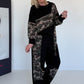 Zweiteiler mit Camouflage-Muster - schwarz-mehrfarbig