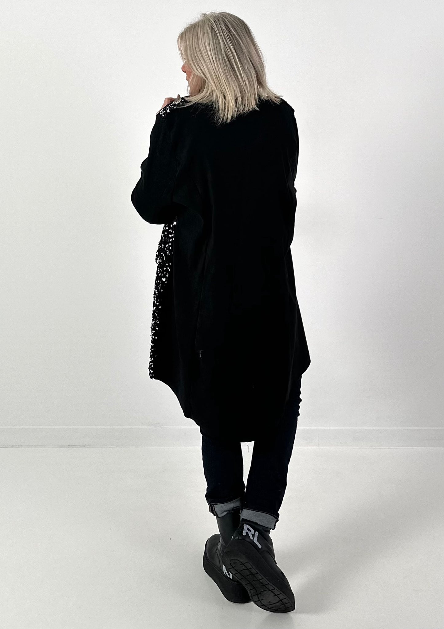 Militair jasje in suèdelook, model "Shine Commander" - zwart