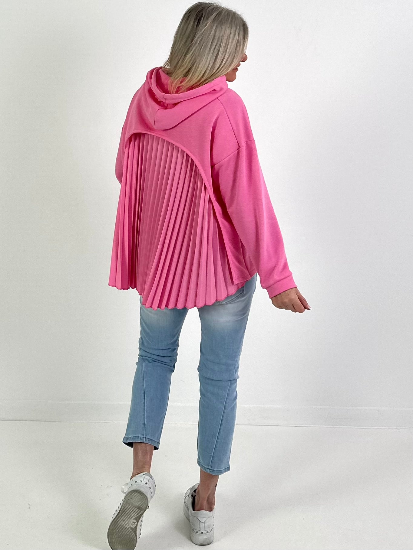Hoodie mit Plissee-Einsatz Modell "Pleat Motion" - rosa