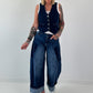 Denim vest with silver buttons