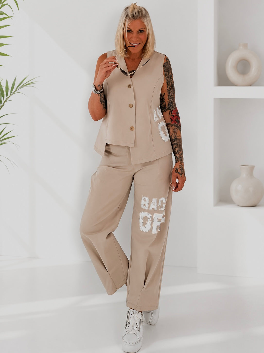 Weste BACK OFF - beige