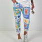 Hose mit All-Over Print-Mix - hellblau-mehrfarbig