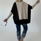 Oversized Feinstrickpullover mit Stulpenärmeln - beige-mokka-schwarz