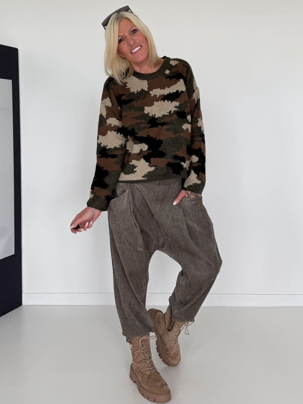 Weicher Kastiger Pullover Camouflage - mehrfarbig
