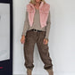 Vest in knusse imitatiebontlook - roze