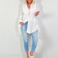 Oversized frilled shirt blouse - white