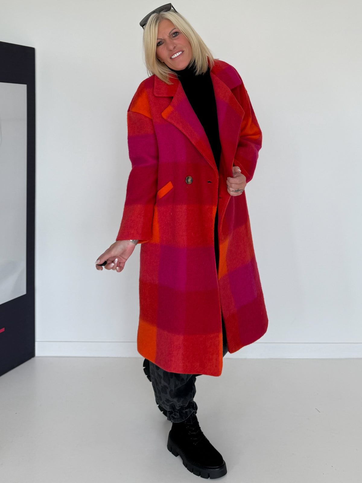 Mantel im Color-Block-Muster - mehrfarbig