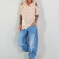 Leinenshirt mit off-Shoulder Cut-Outs - beige