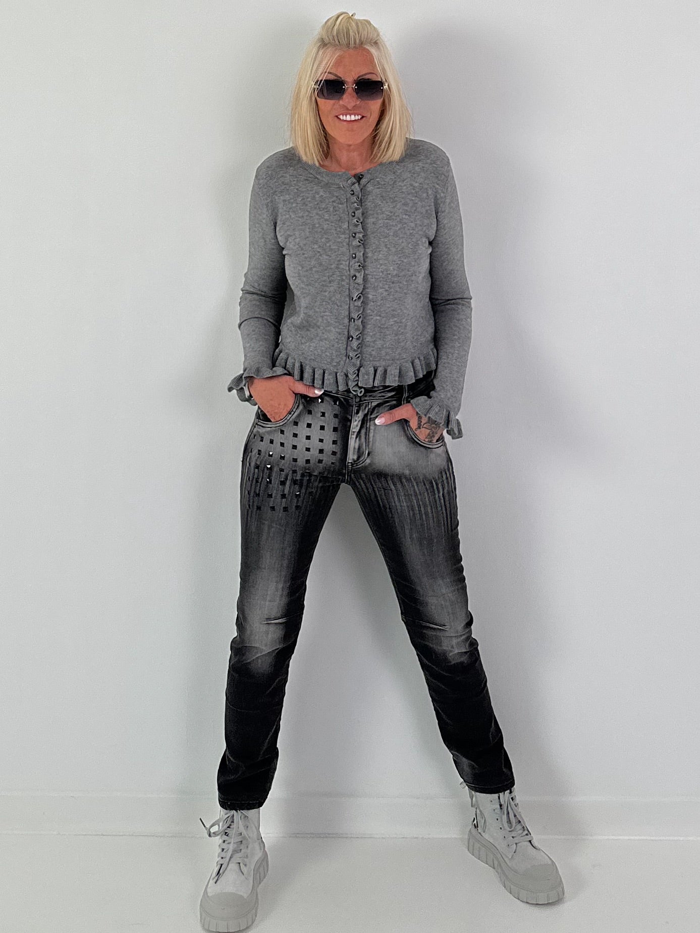Vest met ruches - grijs
