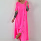 T-Shirt Kleid mit Ösen -neonpink