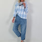 Sweater met ruitpatroon - lichtblauw-wit