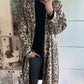 Oversized leren jas, model "Animal Elegance" - beige veelkleurig