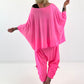 Poncho Shirt mit Schriftzug - neonpink