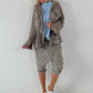 Jeansjacke mit Leo und floralem Netzeinsatz - taupe