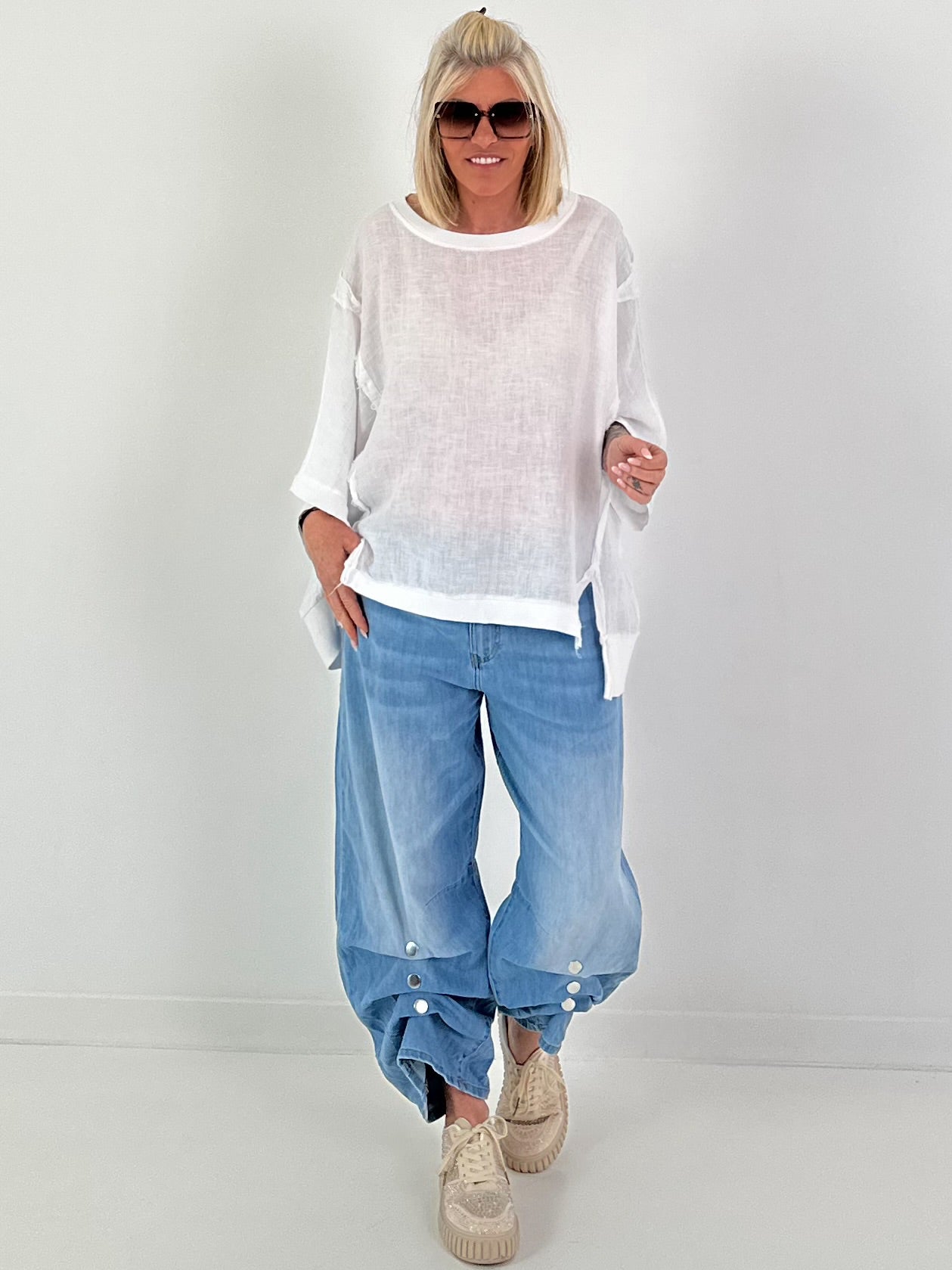 Oversized Linen Shirt - white