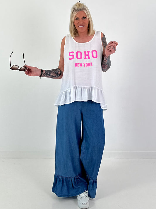 Top mit Volant SOHO - weiss