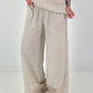 Linen wide-leg trousers - beige