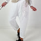 Baggy Hose mit dekorativem Tuch - weiss