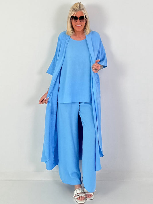 Leichter Long Mantel - hellblau