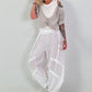 Rib Top with Blouse Layering - white-beige
