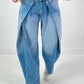 Jeans mit weitem Bein Modell "Loose Fold" - denim