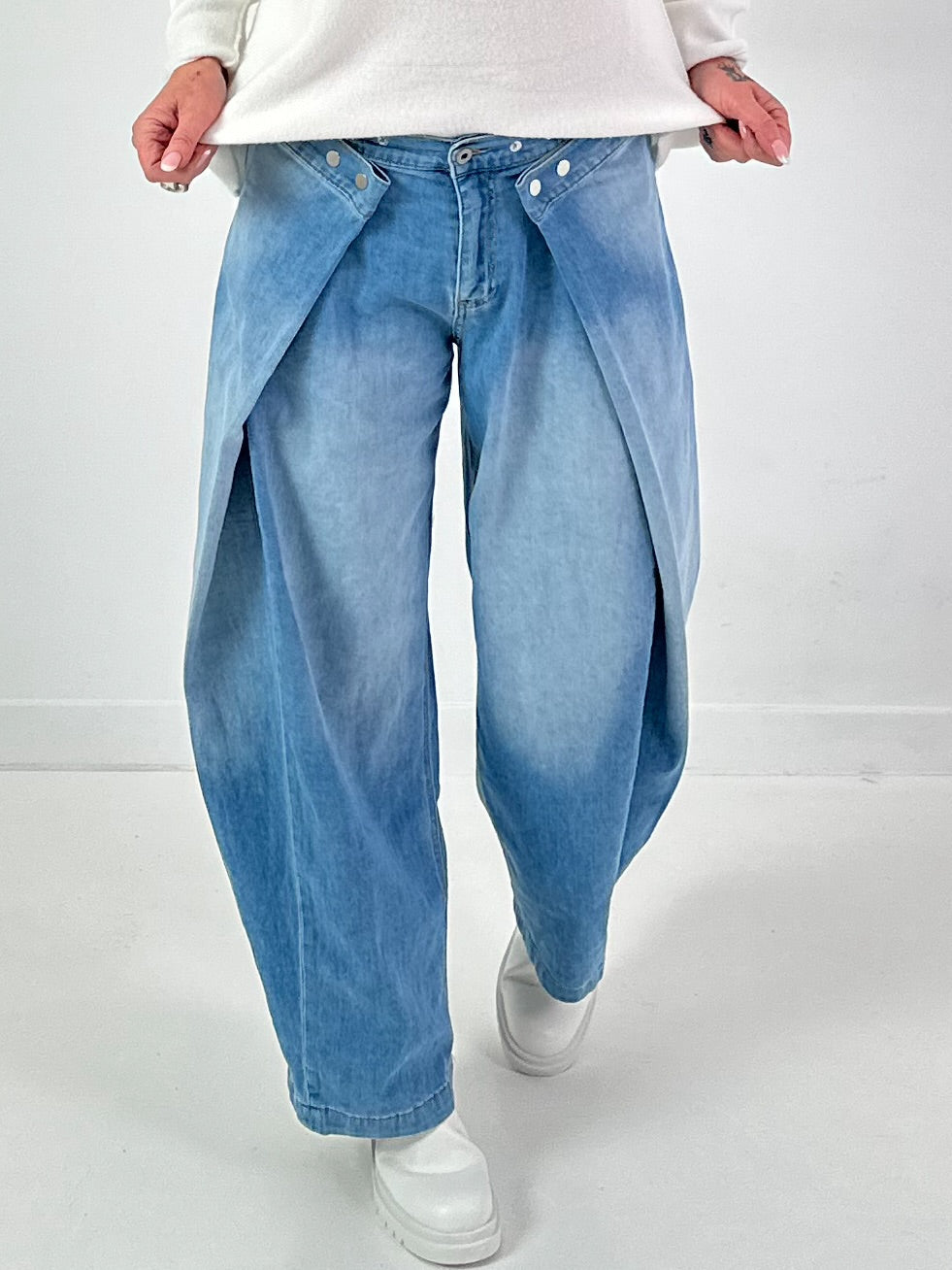 Jeans mit weitem Bein Modell "Loose Fold" - denim