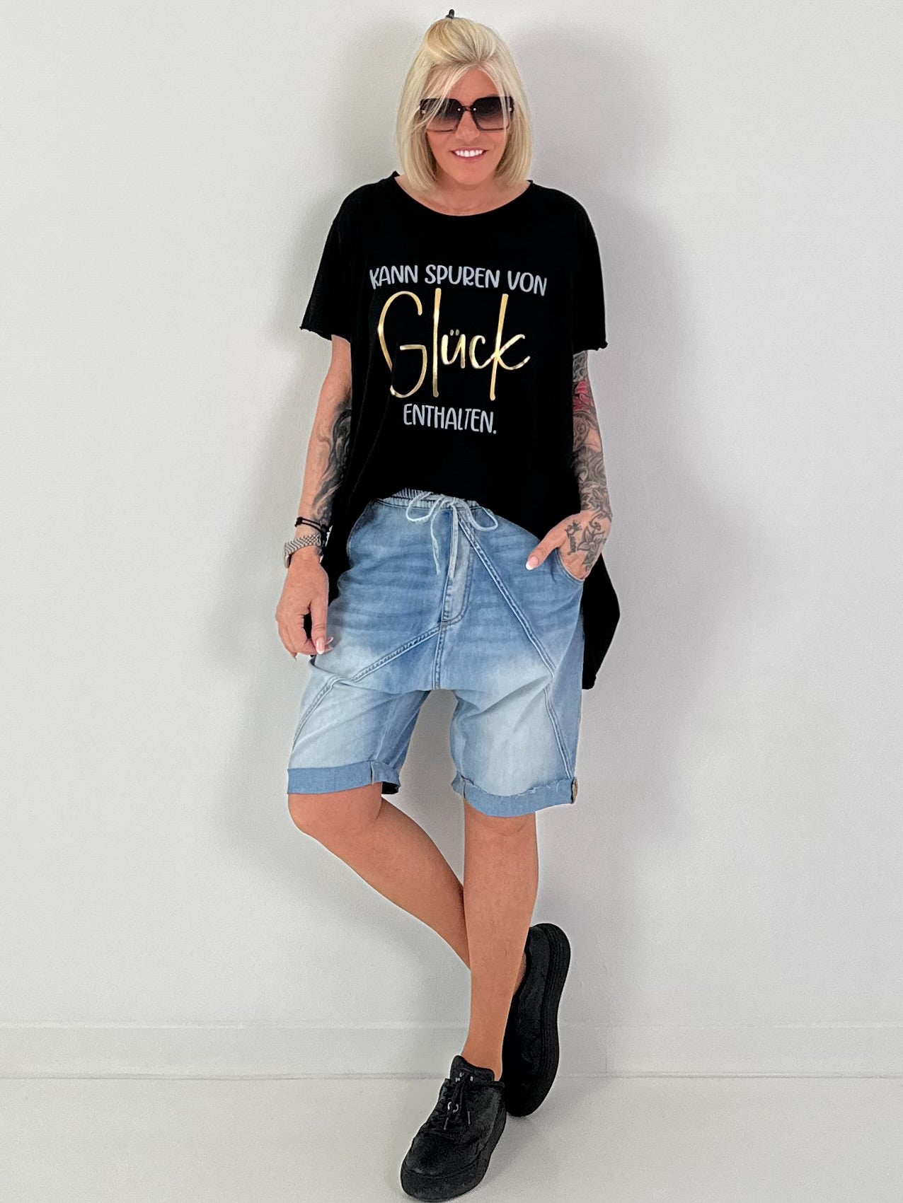 Long T-Shirt Luck - black