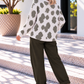 Crew-neck sweater with leo print - white-olive