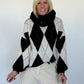 Weicher Pullover im Rautenmuster - beige-schwarz