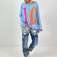 Oversized shirt model "Love Pop" - blue