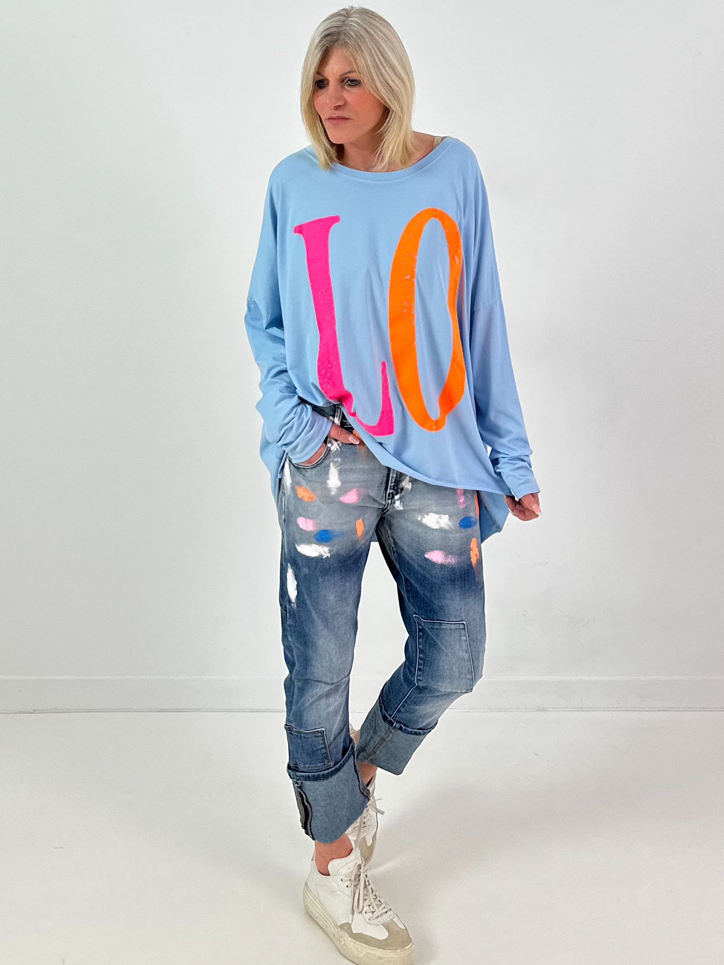 Oversized shirt model "Love Pop" - blue