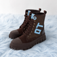 High-top sneakers in suede look with rhinestones - mocha