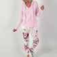 Hose mit Print-Mix - rosa-weiss