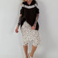 Leinen Shirt mit Pailletten und Cold Shoulder - schoko