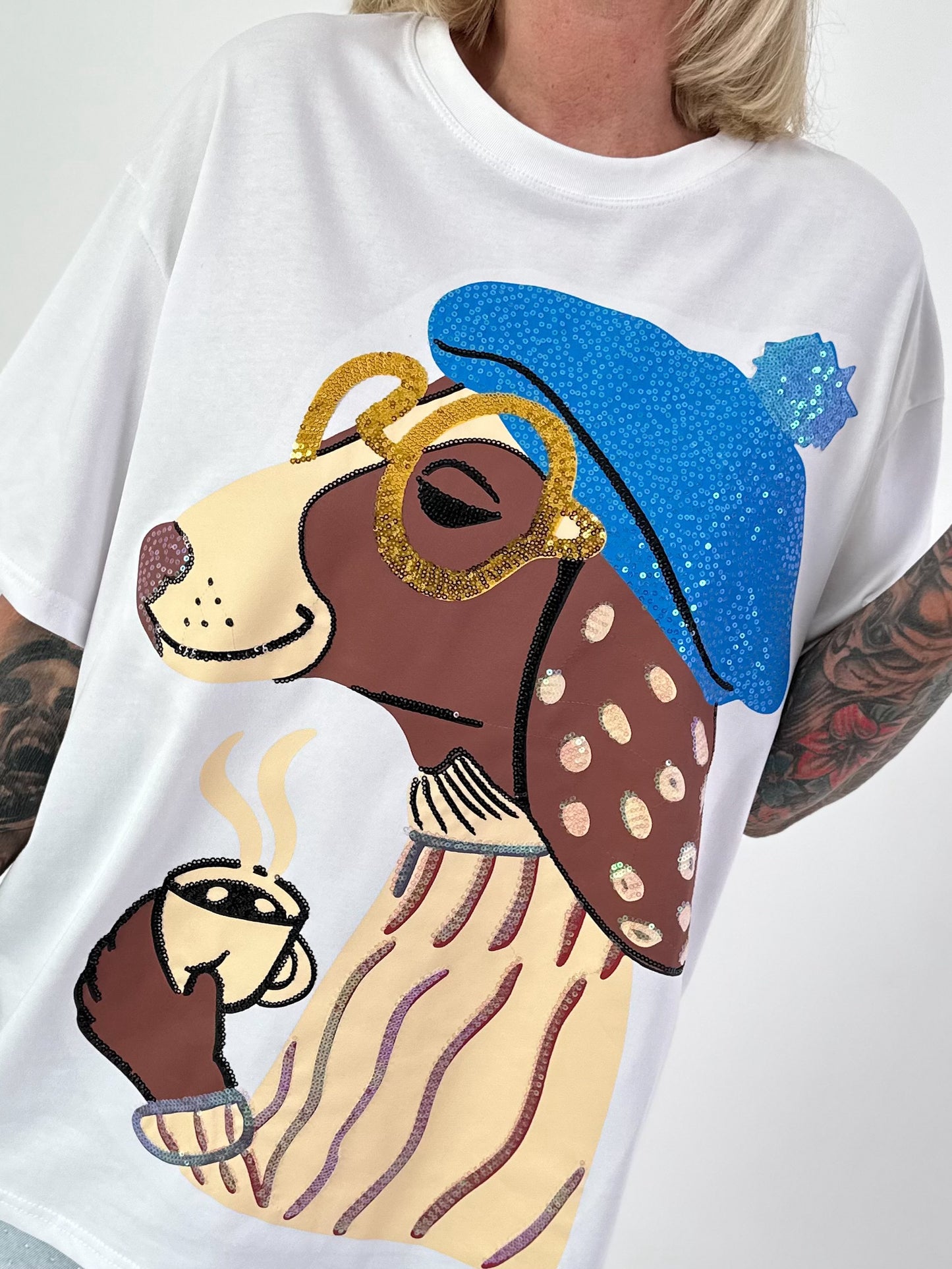 T-shirt with sequin design - white