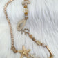Beaded Necklace with Starfish - beige-multicolored