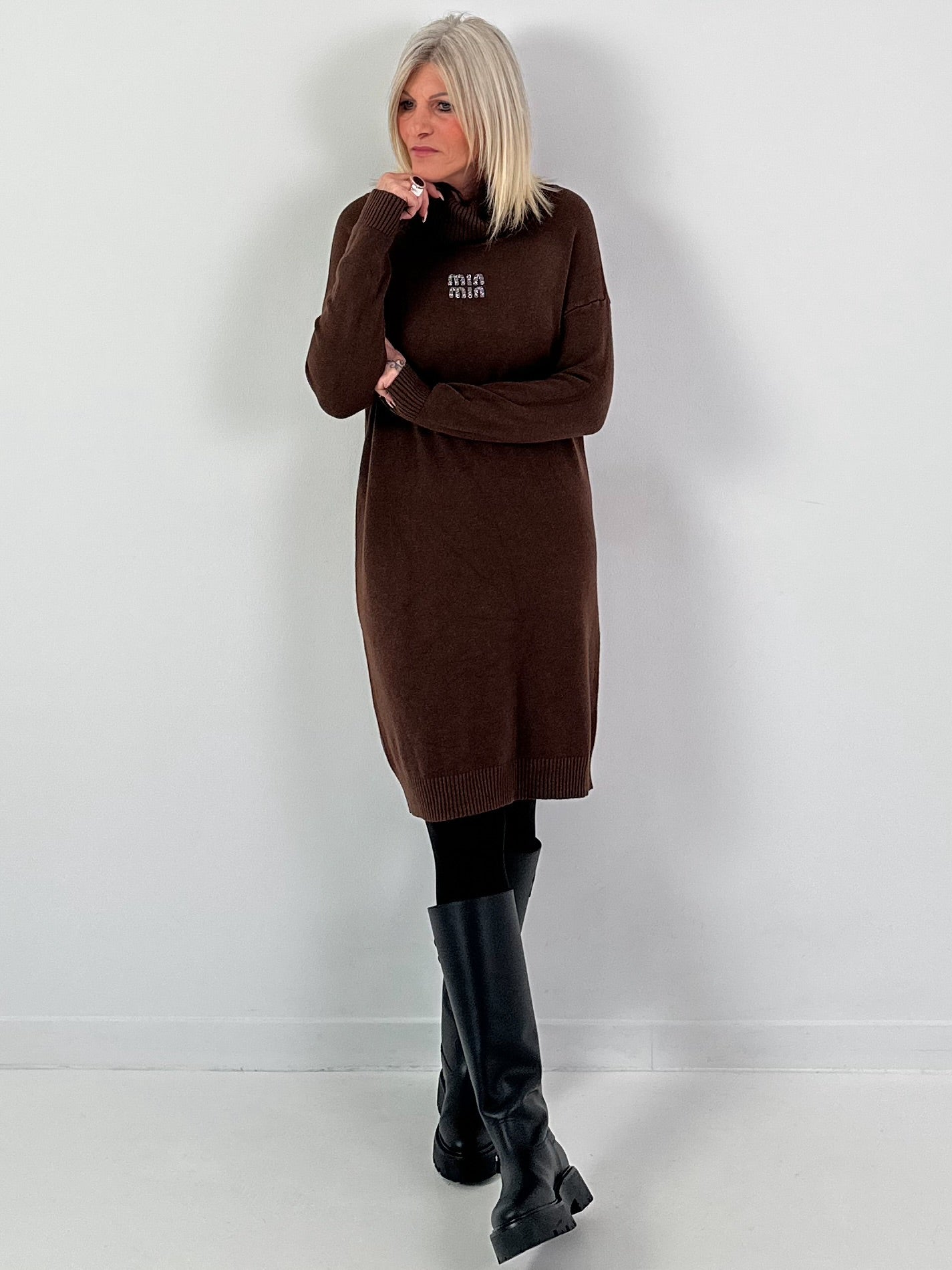 Knit dress model "Shine Story" - chocolate